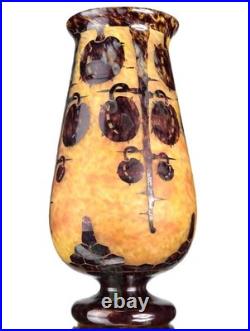 Le Verre Français Important Vase Marrons Schneider Pâte de Verre Gravé ART DECO