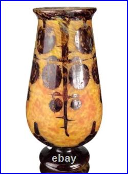 Le Verre Français Important Vase Marrons Schneider Pâte de Verre Gravé ART DECO