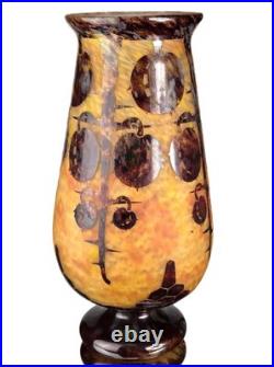 Le Verre Français Important Vase Marrons Schneider Pâte de Verre Gravé ART DECO
