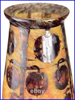 Le Verre Français Important Vase Marrons Schneider Pâte de Verre Gravé ART DECO