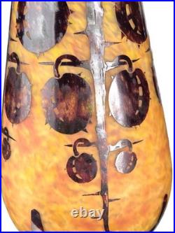 Le Verre Français Important Vase Marrons Schneider Pâte de Verre Gravé ART DECO