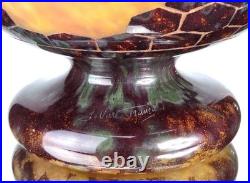 Le Verre Français Important Vase Marrons Schneider Pâte de Verre Gravé ART DECO