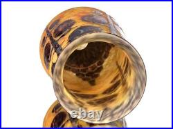 Le Verre Français Important Vase Marrons Schneider Pâte de Verre Gravé ART DECO