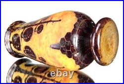 Le Verre Français Important Vase Marrons Schneider Pâte de Verre Gravé ART DECO