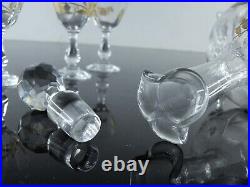 Legras Art Deco Service A Liqueur Digestif Carafe 6 Verres Emaille Muguet Dore