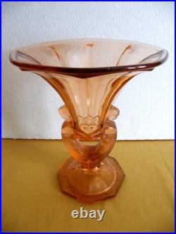 Libochovice Vase Verre Art Deco Nu Femme Josef Feigl Art Glass