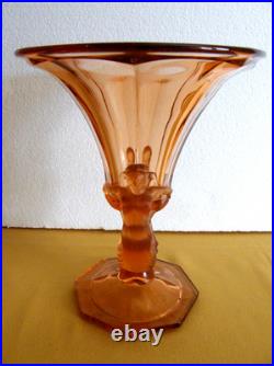 Libochovice Vase Verre Art Deco Nu Femme Josef Feigl Art Glass