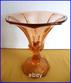 Libochovice Vase Verre Art Deco Nu Femme Josef Feigl Art Glass