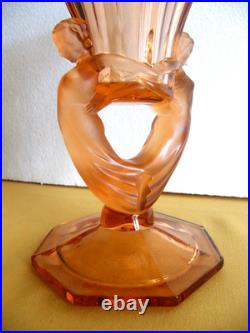 Libochovice Vase Verre Art Deco Nu Femme Josef Feigl Art Glass