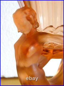 Libochovice Vase Verre Art Deco Nu Femme Josef Feigl Art Glass
