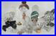 Lot 11 bouchons de bouteille flacon anthropomorphe en verre moulé Art Déco 1930