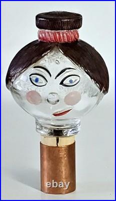 Lot 11 bouchons de bouteille flacon anthropomorphe en verre moulé Art Déco 1930