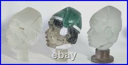 Lot 11 bouchons de bouteille flacon anthropomorphe en verre moulé Art Déco 1930 Lot 11 bouchons de bouteille flacon anthropomorphe en verre moulé Art Déco 1930