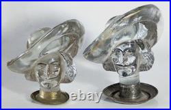 Lot 11 bouchons de bouteille flacon anthropomorphe en verre moulé Art Déco 1930