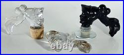 Lot 11 bouchons de bouteille flacon anthropomorphe en verre moulé Art Déco 1930