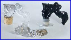 Lot 11 bouchons de bouteille flacon anthropomorphe en verre moulé Art Déco 1930