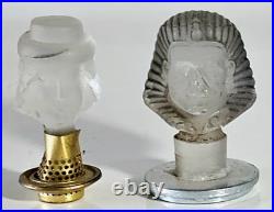 Lot 11 bouchons de bouteille flacon anthropomorphe en verre moulé Art Déco 1930