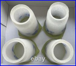 Lot 4 Tulipes Art Deco En Pate De Verre Ancienne Signees Noverdy France Lustre