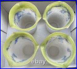 Lot 4 Tulipes Art Deco En Pate De Verre Ancienne Signees Noverdy France Lustre