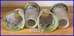 Lot 4 Tulipes Art Deco En Pate De Verre Ancienne Signees Noverdy France Lustre