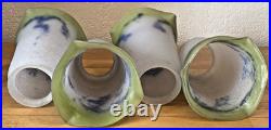 Lot 4 Tulipes Art Deco En Pate De Verre Ancienne Signees Noverdy France Lustre