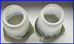 Lot 4 Tulipes Art Deco En Pate De Verre Ancienne Signees Noverdy France Lustre