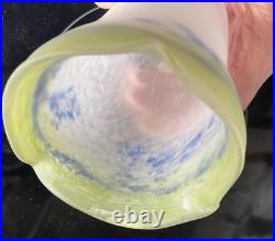 Lot 4 Tulipes Art Deco En Pate De Verre Ancienne Signees Noverdy France Lustre