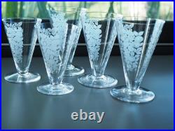Lot 5 Verres Anciens Art Deco Cristal Baccarat Antique Glasses Fruits