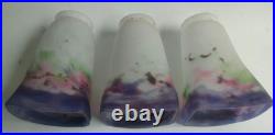 Lot De 3 Tulipes Muller Freres Luneville Verre Marmoreen Lustre Lampe Art Deco
