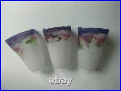 Lot De 3 Tulipes Muller Freres Luneville Verre Marmoreen Lustre Lampe Art Deco