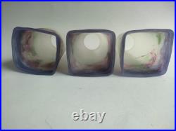 Lot De 3 Tulipes Muller Freres Luneville Verre Marmoreen Lustre Lampe Art Deco