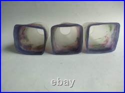 Lot De 3 Tulipes Muller Freres Luneville Verre Marmoreen Lustre Lampe Art Deco