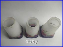Lot De 3 Tulipes Muller Freres Luneville Verre Marmoreen Lustre Lampe Art Deco