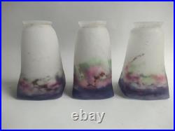 Lot De 3 Tulipes Muller Freres Luneville Verre Marmoreen Lustre Lampe Art Deco