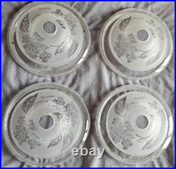 Lot de 4 Coupelles pour lustre ART DECO signées DEVEAU Verre dégagé à l'acide