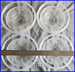 Lot de 4 Coupelles pour lustre ART DECO signées DEVEAU Verre dégagé à l'acide