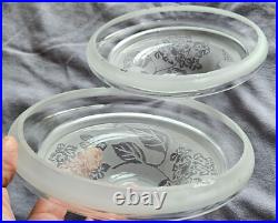 Lot de 4 Coupelles pour lustre ART DECO signées DEVEAU Verre dégagé à l'acide