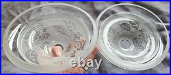Lot de 4 Coupelles pour lustre ART DECO signées DEVEAU Verre dégagé à l'acide