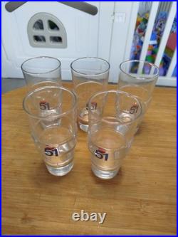 Lot de 5 Verres alcool apéritif Pastis 51 vintage art déco 16cl