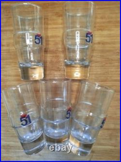 Lot de 5 Verres alcool apéritif Pastis 51 vintage art déco 16cl