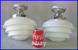 Lot x2 paire lampe suspension art déco bauhaus verre opaline no behrens