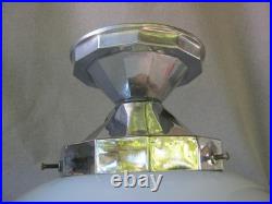 Lot x2 paire lampe suspension art déco bauhaus verre opaline no behrens