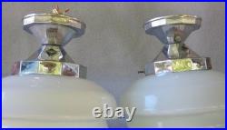 Lot x2 paire lampe suspension art déco bauhaus verre opaline no behrens