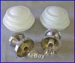 Lot x2 paire lampe suspension art déco bauhaus verre opaline no behrens