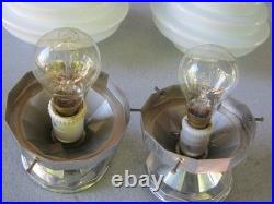 Lot x2 paire lampe suspension art déco bauhaus verre opaline no behrens