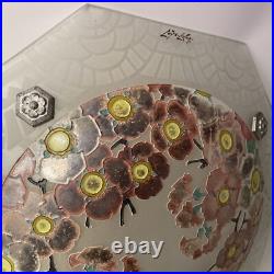 Loys Lucha Lustre Plafonnier Art Deco Verre Émaillé 1925