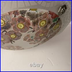 Loys Lucha Lustre Plafonnier Art Deco Verre Émaillé 1925