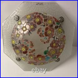 Loys Lucha Lustre Plafonnier Art Deco Verre Émaillé 1925
