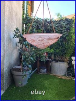 Lustre Art Déco ancien en verre rose moulé Suspension fleurie vintage Lustre Art Déco ancien en verre rose moulé Suspension fleurie vintage