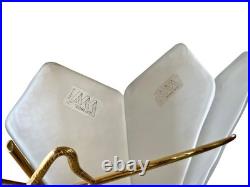 Lustre Art Déco en verre satiné et laiton signé Murano Arts